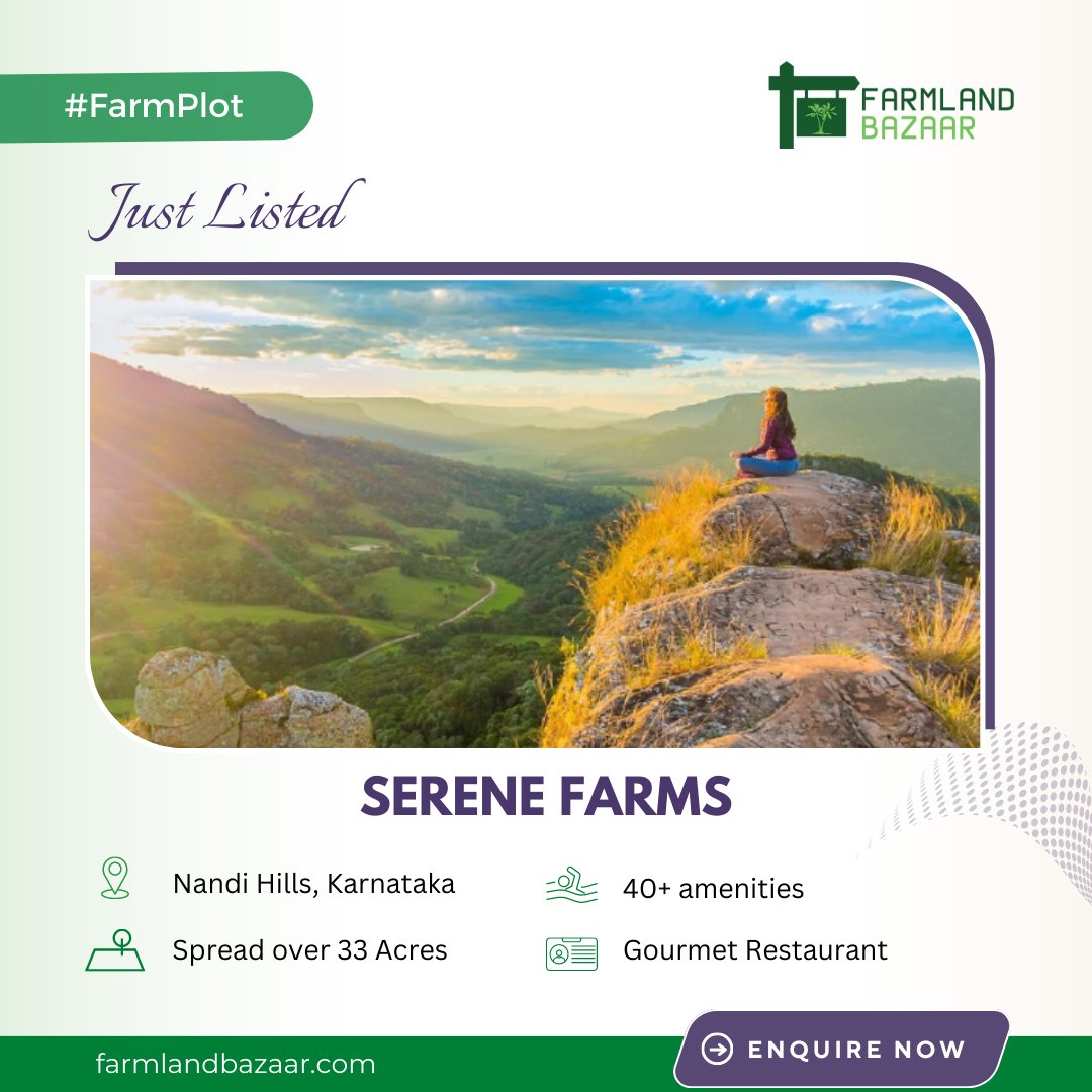 Introducing @serene_farms  which brings Versatile farmplots at an affordable price. A sprawling 33+ acres of scenic beauty at @Nandihills ,this property creates  a sophisticated balance between modernity and nature.
#FarmlandBazaar #Nandihlls #Farmhouse #serenefarms #nature