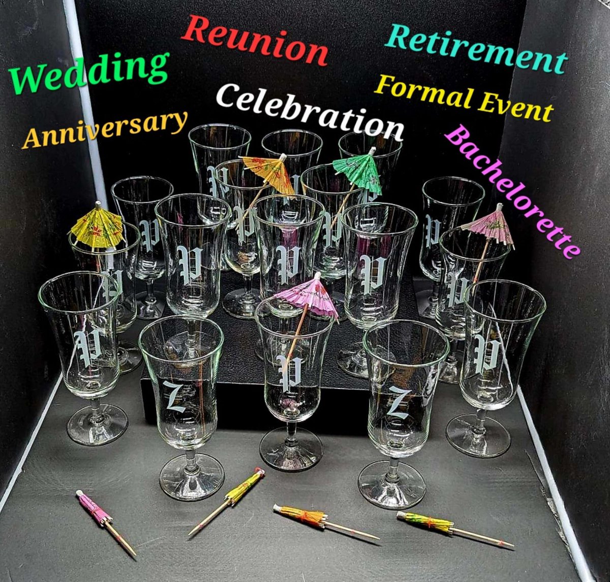 DKVintageandbeyond.etsy.com : Vintage Stemmed 6oz All Occasion Cocktail Glasses Monogramed 15 (P) 2 (Z) Wedding Anniversary Reunion Birthday Set of 17 etsy.me/3DnE0J7 #clear #wedding #white #glass #partyglasses #monogramglassset #letter