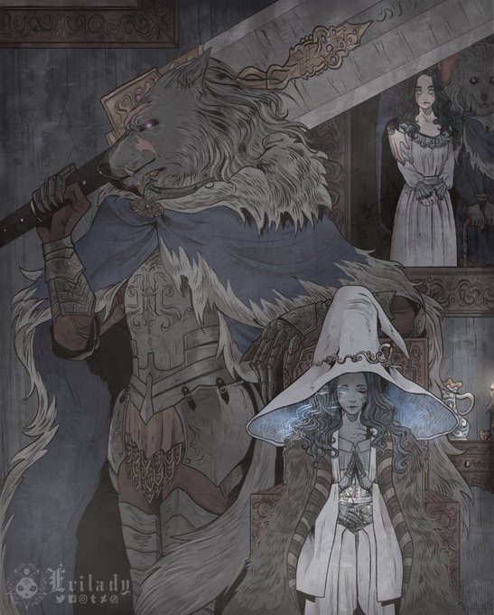 Fan art | Elden Ring - Ranni the Witch and Blaidd

Artist: @Eviladyart 