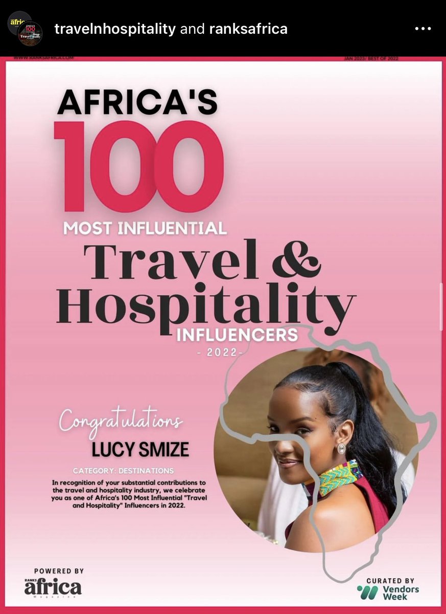 Lucy_Smize's tweet photo. Thank you @RanksAfrica x @travelnhospitality 😊🙏🏾 https://t.co/1e7tUbFFzm