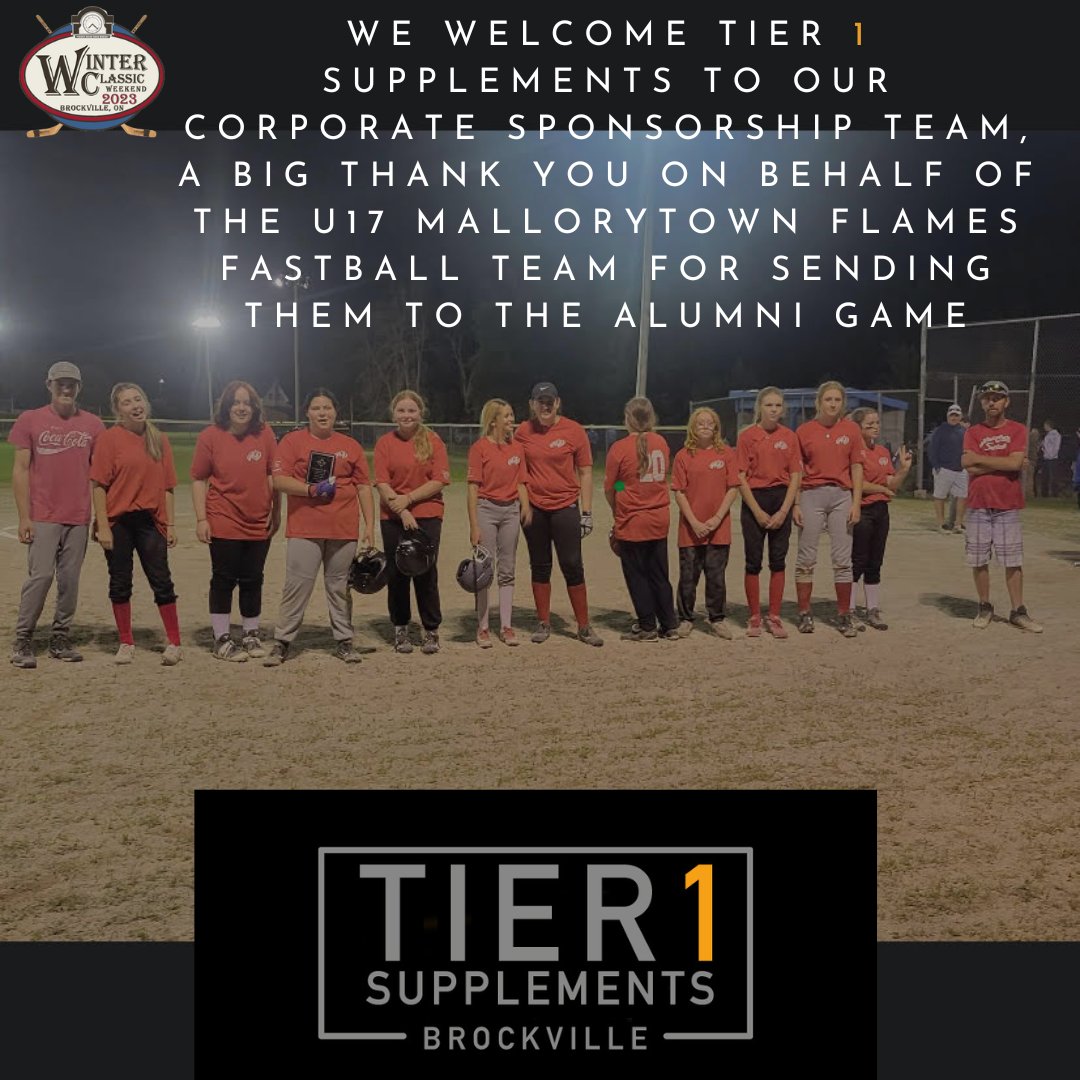 Big thanks to TIER1 Supplements for sending the U17 Mallorytown Flames Fastball team to the February 19th Tim Hortons All-Stars vs. Toronto Maple Leafs Alumni game! Thank-you again for your support!