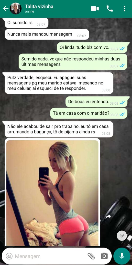 SecretoWhatsapp's tweet photo. As vezes ela esquece de apagar as conversas com o vizinho de propósito só pro corno ver 😈 https://t.co/CKdxJw7ZUG