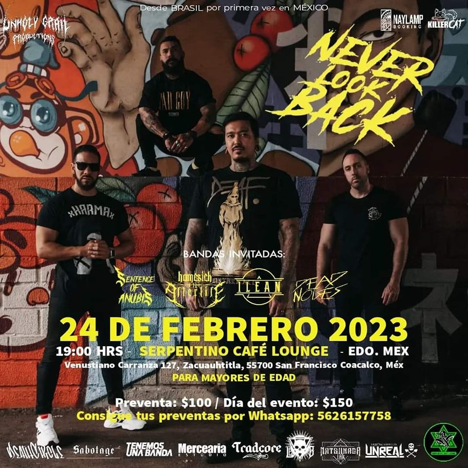 24 de Febrero en el #SerpentinoCaféLounge se presenta desde Brasil #Neverlookback junto con <a href="/HomesickOf/">Homesick of Afterlife</a> <a href="/ILEAN52514096/">ILEAN</a> #DeadNoises y #SentenceOfAnubis 
#UnholyGrailProductions