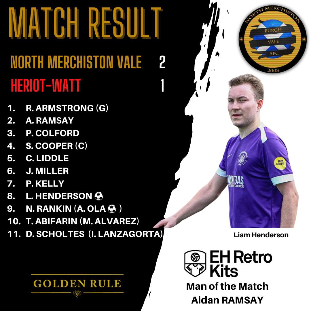 Great fight and grit to come back from going a goal down to win the game. Should have been a lot more but credit to @HeriotWattUni who played some nice stuff. Onto the Quarter Finals 🐝 #MTV MOTM - @aidan_ramsay10 sponsored by @EhRetroKits @Goldenrulepub @tinychanges