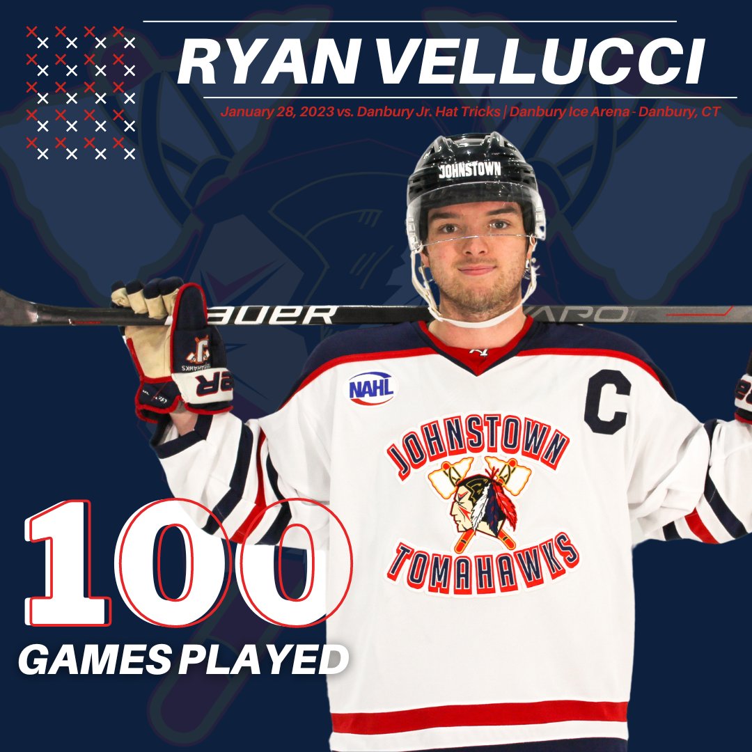 Congratulations to captain Ryan Vellucci, who is suited up for his 100th game with the Tomahawks this afternoon!