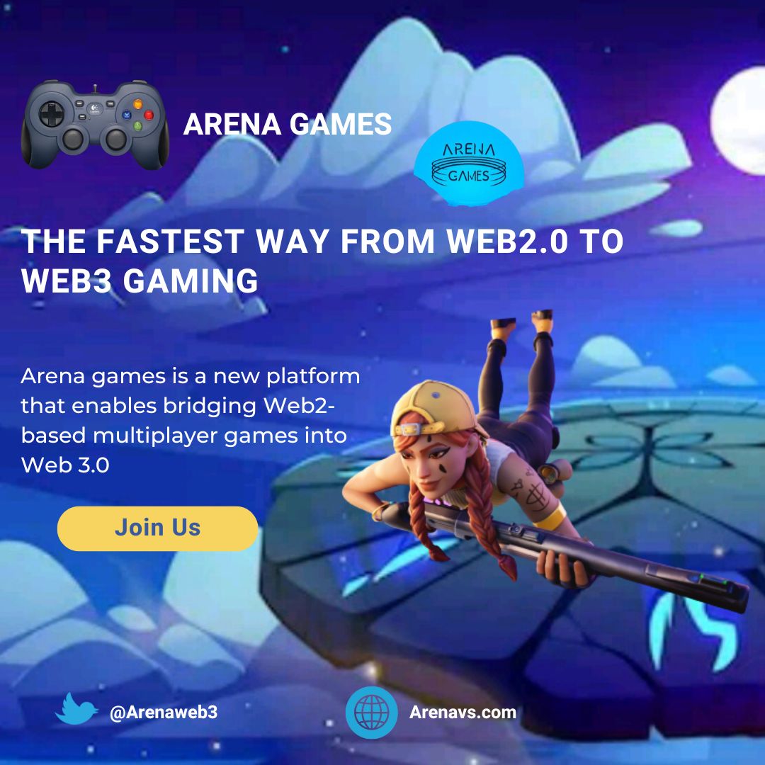 DRealMagnus's tweet photo. Arena games is a new platform that enables bridging Web2-based multiplayer games into Web 3.0
#ArenaGames #Web3 #NFT #GameFi #Blockchain #PlayToEarn #FloorsUp #ArenaMaster https://t.co/bIpVfdlhhu