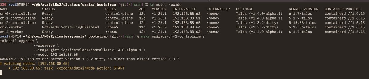 m4tbit's tweet image. Updating your #kubernetes control-plane with @SideroLabs Talos Linux can be so easy. Next level-up is #clusterapi, though it still seems a bit overkill for a homelab
