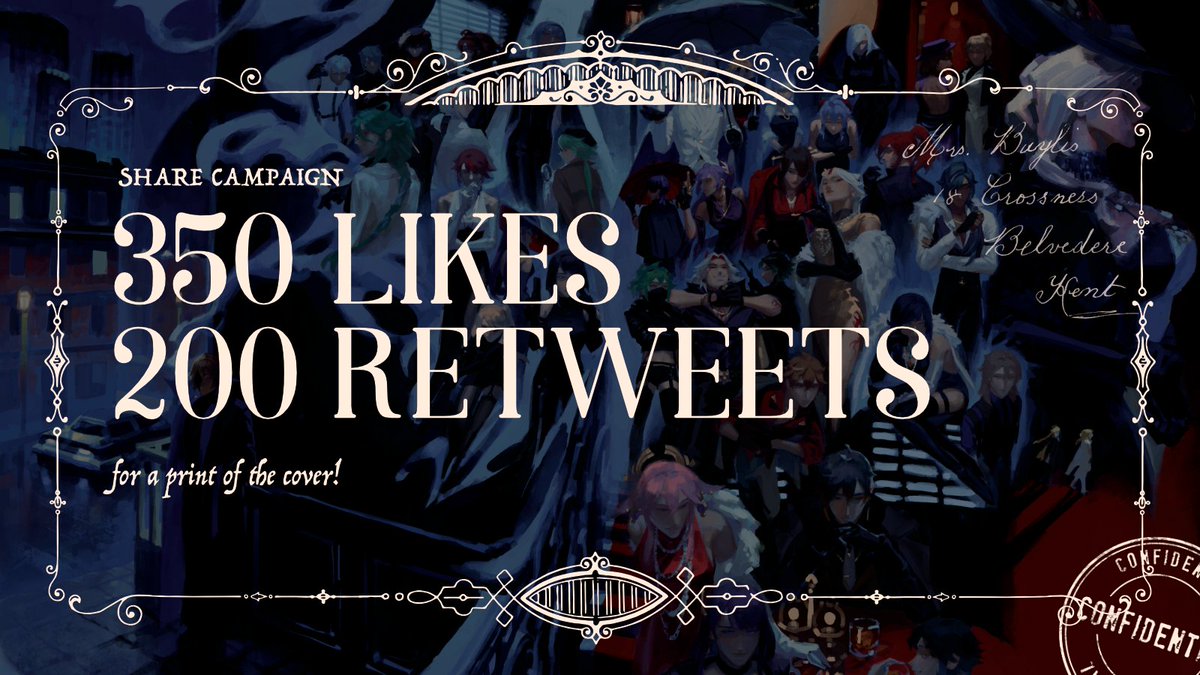 TeyvatMafia's tweet photo. ✨Share Campaign ✨

The sound of your pleas was so beautiful we couldn't help but answer — with a price, of course...

Simply achieve 350 likes &amp; 200 retweets on this post, and we'll gladly include a print of our cover in all physical orders! https://t.co/ATAcJRILIL