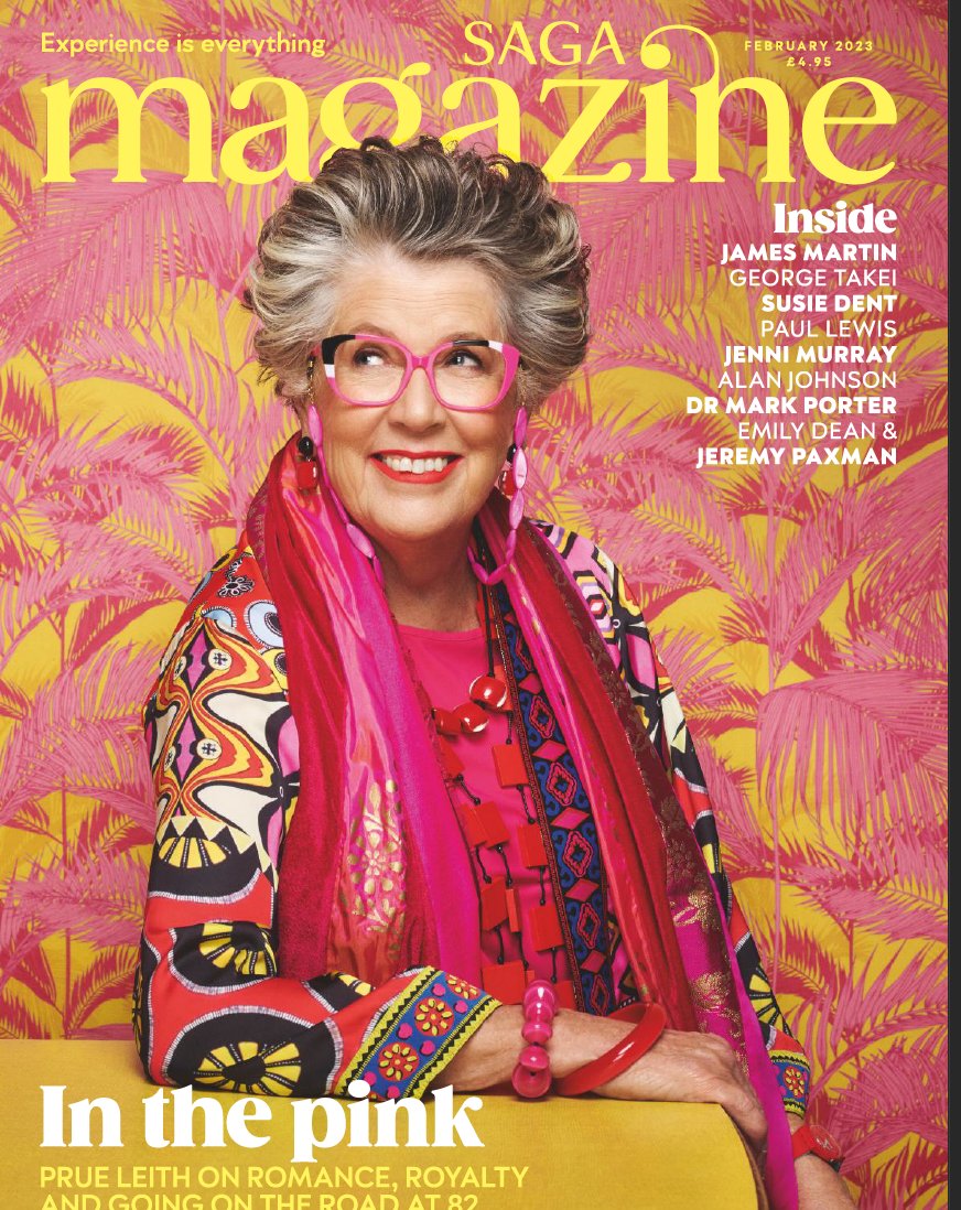 PrueLeith's tweet image. Cover girl at nearly 83! If someone told me at 60 that I would be doing this and my one woman show 'Nothing in Moderation' (starting Feb 1st) I would have laughed and said 'No way' , but then again life is full of twists and turns and you just need to embrace it. #sagamagazine