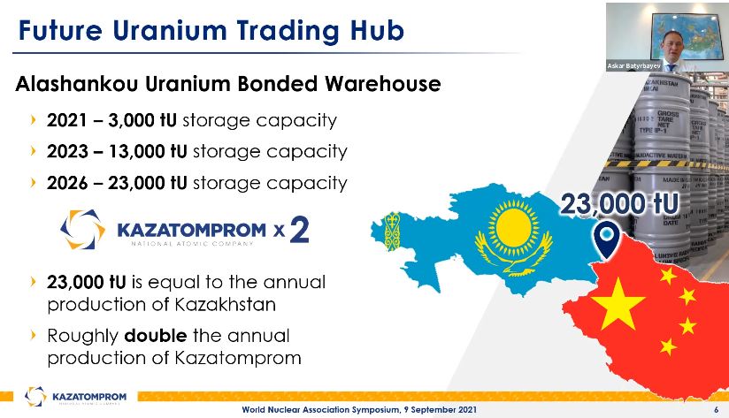 quakes99's tweet image. In yesterday's release Kazatomprom $KAP gave an update on that 60 Million lbs storage facility and trading hub being built along the shared border with #China, to be filled with #Kazakstan's #uranium.🇰🇿⚛️🛢️ First delivery was completed in Q4/2022, now in Phase II expansion.🏦🇨🇳👇