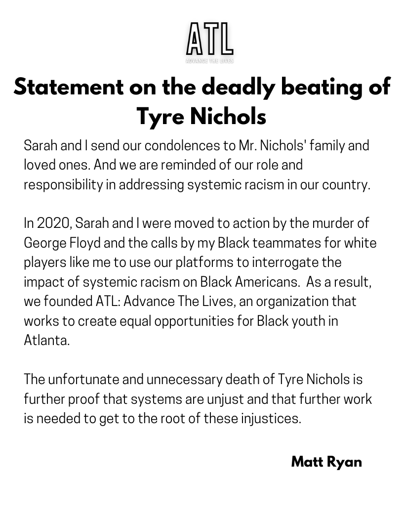 We at ATL: Advance The Lives are keeping the family of Tyre Nichols in our thoughts and remain steadfast to our mission.