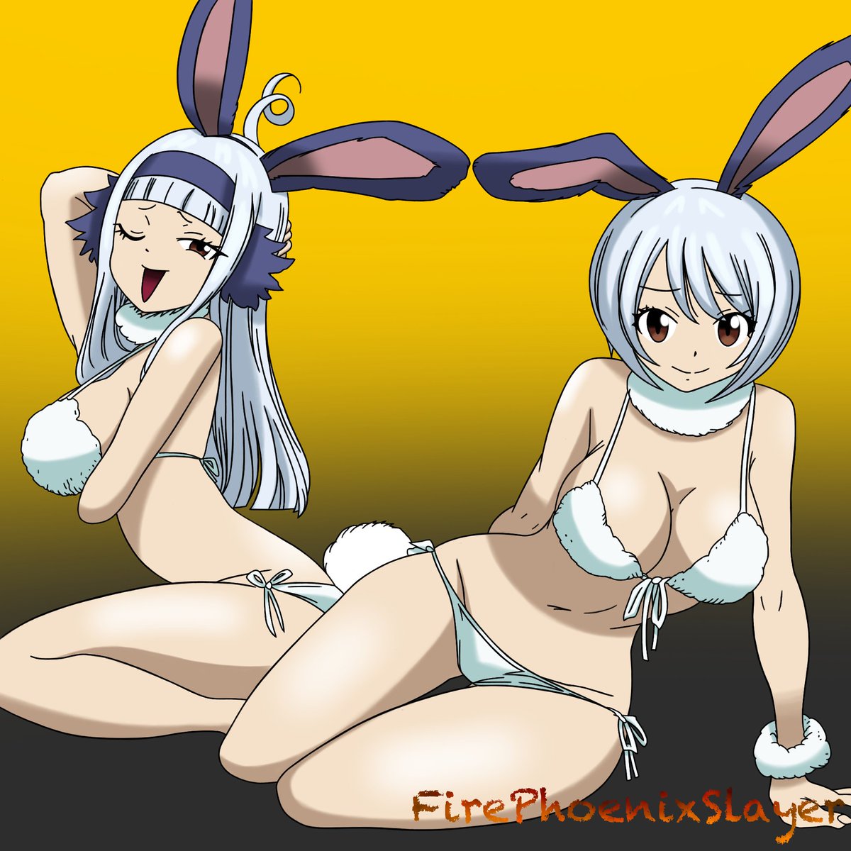 FirePhoenixFT's tweet photo. Sorano and Yukino Bunnies #FairyTail #fairytail100yearquest #Sorano #Yukino #BunnySuits https://t.co/0eTsDu5kUd