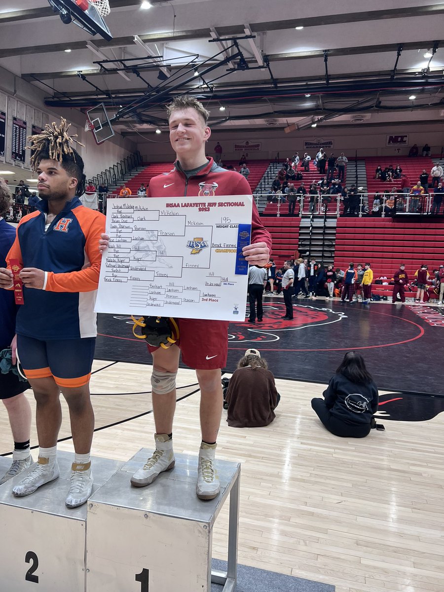 samueltking's tweet photo. Sectional champion, 195 pounds: Brock Finney, McCutcheon. … big time third-period pin. https://t.co/aX6pxqoF2z