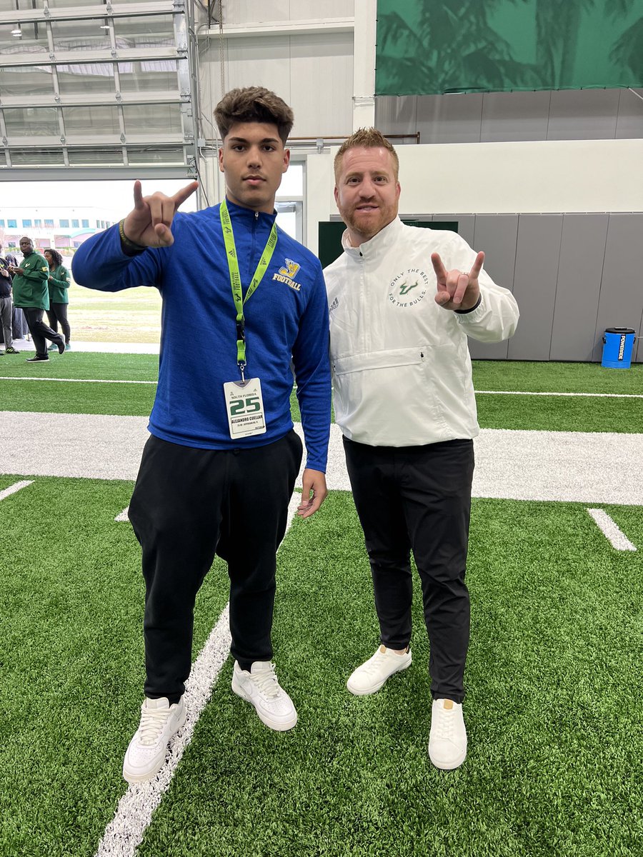 Alejandro Cuellar (@alejandrocjhs) on Twitter photo Had a great day at USF 🟢⚪️🤘Thank you <a href="/CoachGolesh/">Alex Golesh</a> for hosting this amazing event <a href="/ToddOrlandoUSF/">Coach Todd Orlando</a> <a href="/DLineKP/">Kevin Patrick</a> <a href="/CoachCPatt/">Clay Patterson</a> <a href="/CoachMidulla/">Joe Midulla</a> Had a great day at USF 🟢⚪️🤘Thank you <a href="/CoachGolesh/">Alex Golesh</a> for hosting this amazing event <a href="/ToddOrlandoUSF/">Coach Todd Orlando</a> <a href="/DLineKP/">Kevin Patrick</a> <a href="/CoachCPatt/">Clay Patterson</a> <a href="/CoachMidulla/">Joe Midulla</a>