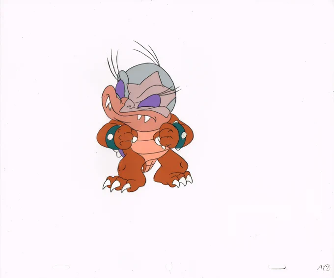 The Adventures of Super Mario Bros. 3 Animation Cel and Sketch Scan of Big Mouth Koopa from episode 24 Recycled Koopa. 