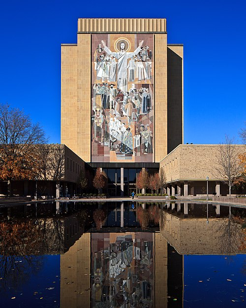 tomreadsgoodok's tweet photo. @JoshLipnik @JoshLipnik Did the same person design design Notre Dame's library (1963)? From reading Wikipedia, looks like it was inspired Central Library of the National Autonomous University of Mexico (1956). I can see a line running through them. https://t.co/eKPeTWILv3