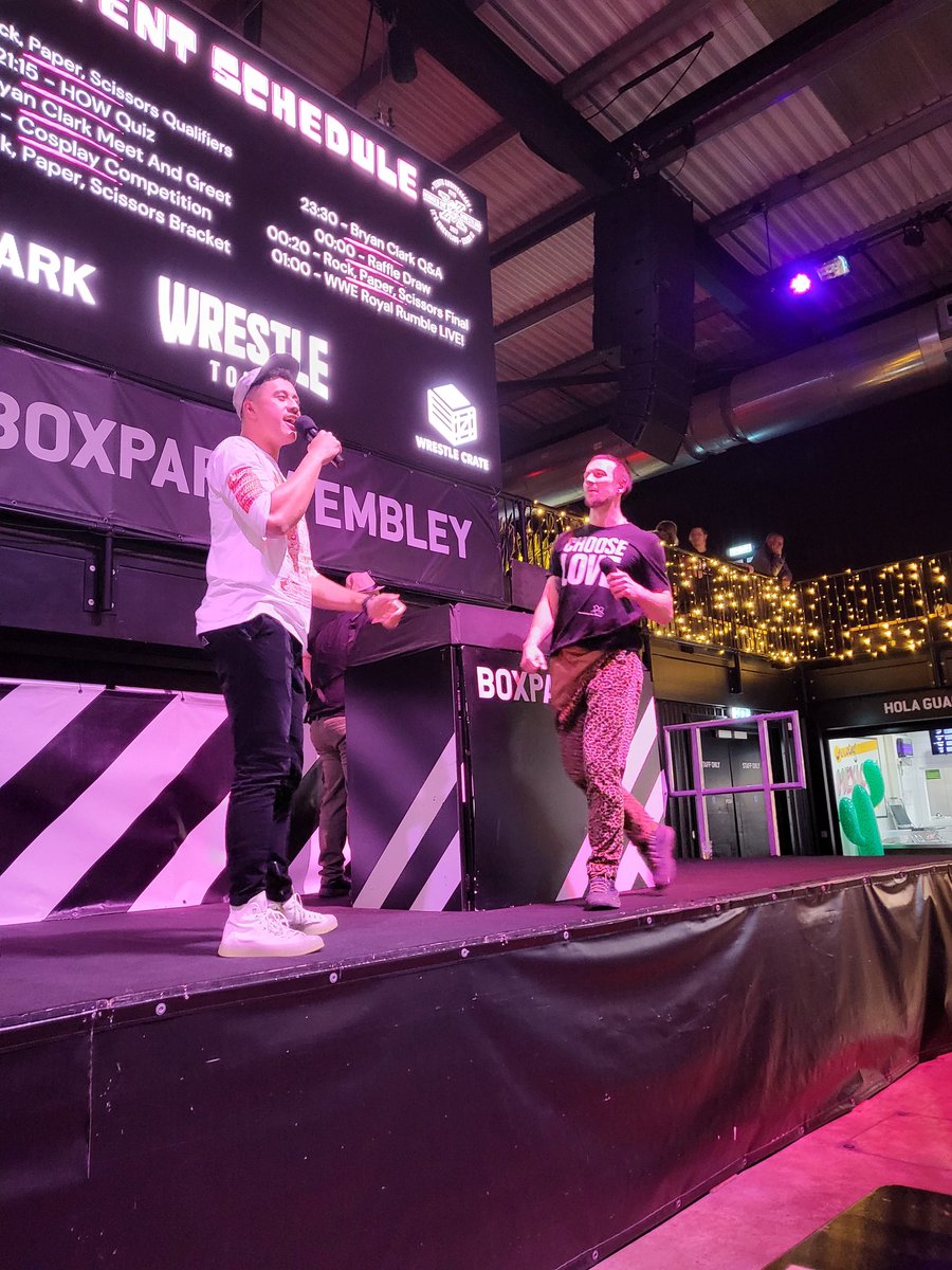HOWrestlingUK's tweet photo. Early-birds at @BoxparkWembley are getting involved in some mass Rock Paper Scissors shenanigans... with @ThisIs_Progress' The Sunshine Machine organising!

What could possibly go wrong...

#RoyalRumble #HOW10 https://t.co/5Gq6f4ngRc