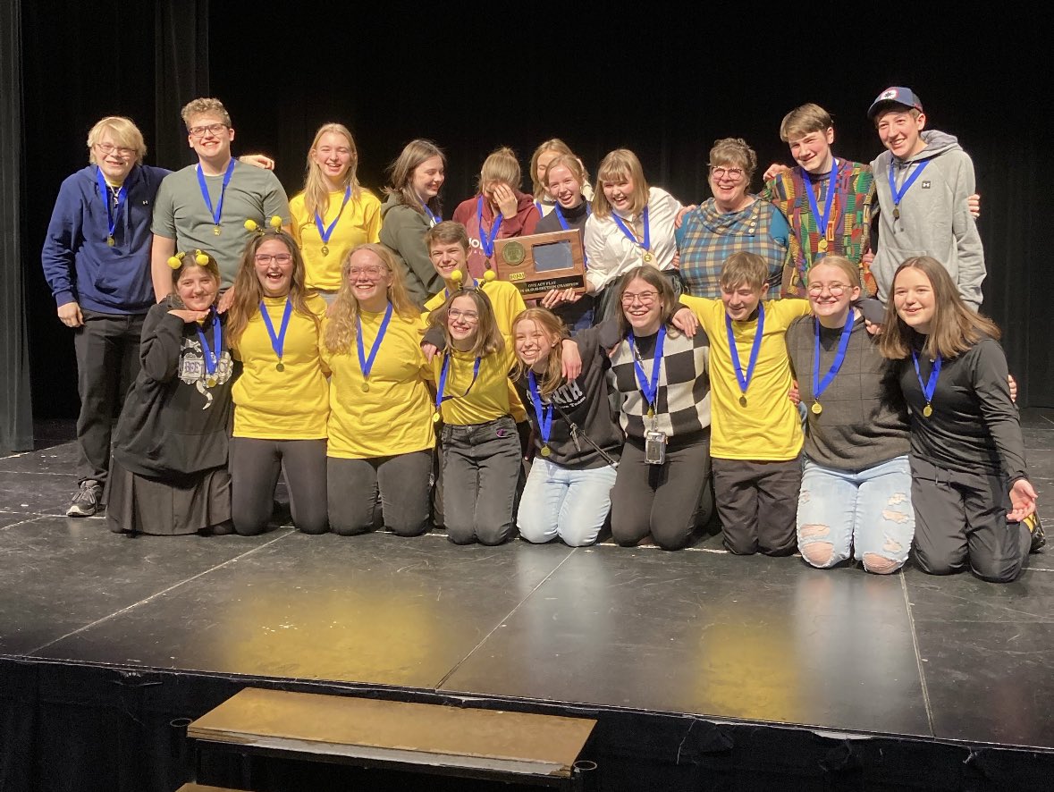 TomJerome2's tweet photo. Congratulations to @RoseauRam One Act play sub section champs! 
#Proud https://t.co/TorIHRggEq