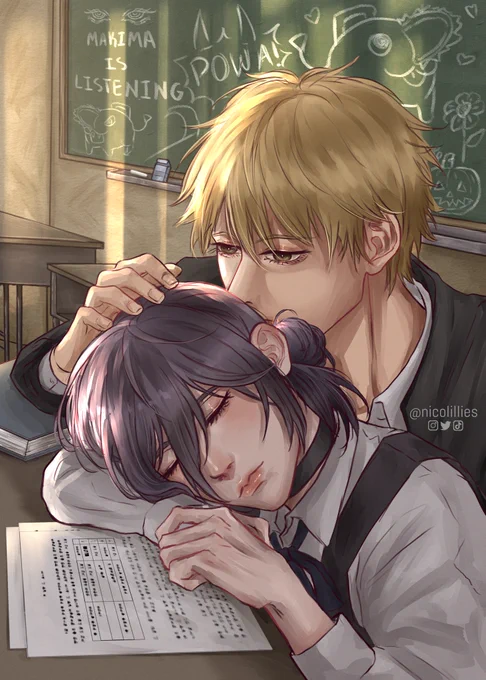 Denji and Reze - school days #chainsawman #chainsawmanfanart 