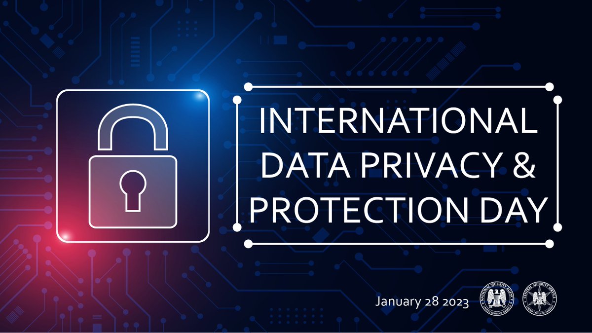 NSAGov's tweet image. Today is International #DataPrivacy and Protection Day, a time to reflect on and examine how we stay safe on the internet. NSA looks to our Civil Liberties, Privacy, and Transparency (CLPT) Office, which serves a mission-critical role in guiding the Agency in privacy awareness.