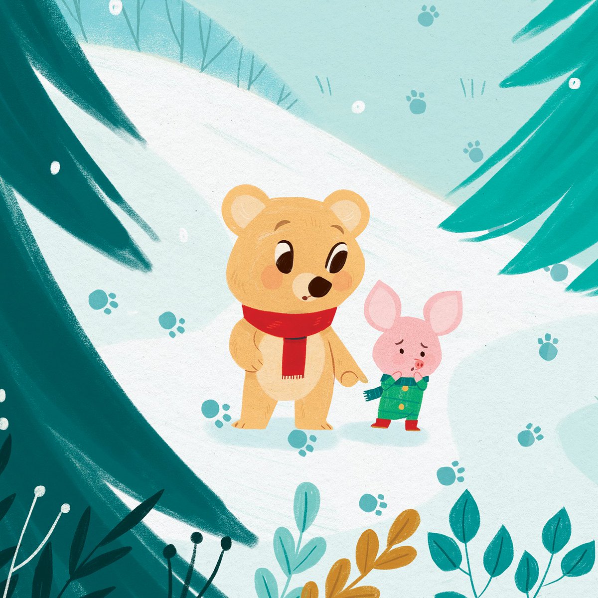 ruthdoodles's tweet photo. Pooh &amp; Piglet lookin' at footprints. From an adaptation of Winnie the Pooh I got to illustrate for Editions Auzou :) #winniethepooh #Pooh #Piglet #bookillustration https://t.co/b9KuQf3fIj