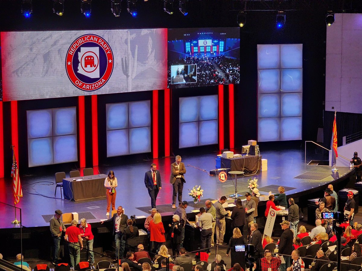 mccarthyism2024's tweet photo. AZ GOP Statewide election. They are using machines. Tabulating their selection. This is the Republican Party. https://t.co/JOLmXXttb7