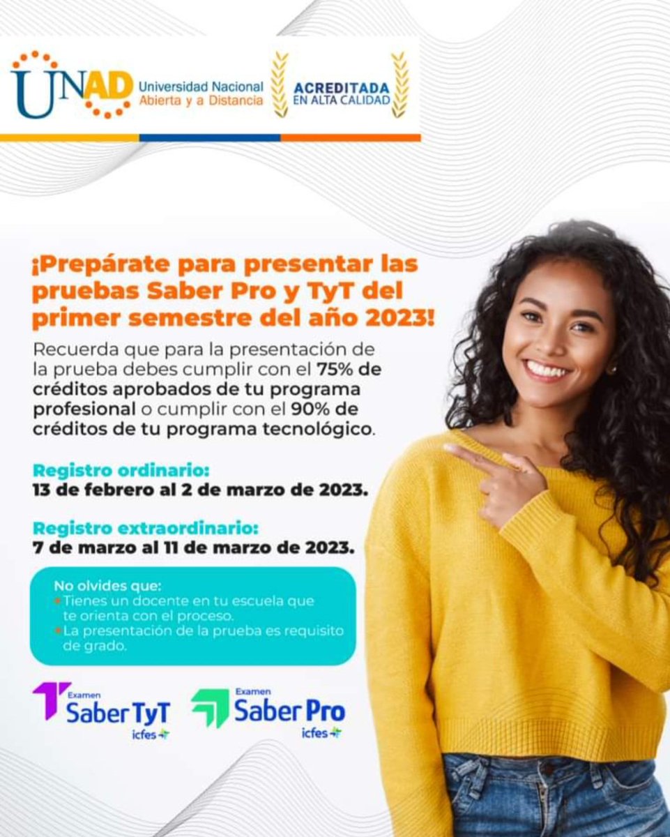 📢 ¡Prepárate para presentar las pruebas Saber Pro y Saber T yT 2023-1📝! Estudiantes de programas tecnológicos y profesionales dentro o fuera del país ✔️ ya pueden conocer el paso a paso, los requisitos y los lineamientos del proceso aquí my.mtr.cool/iizannticn