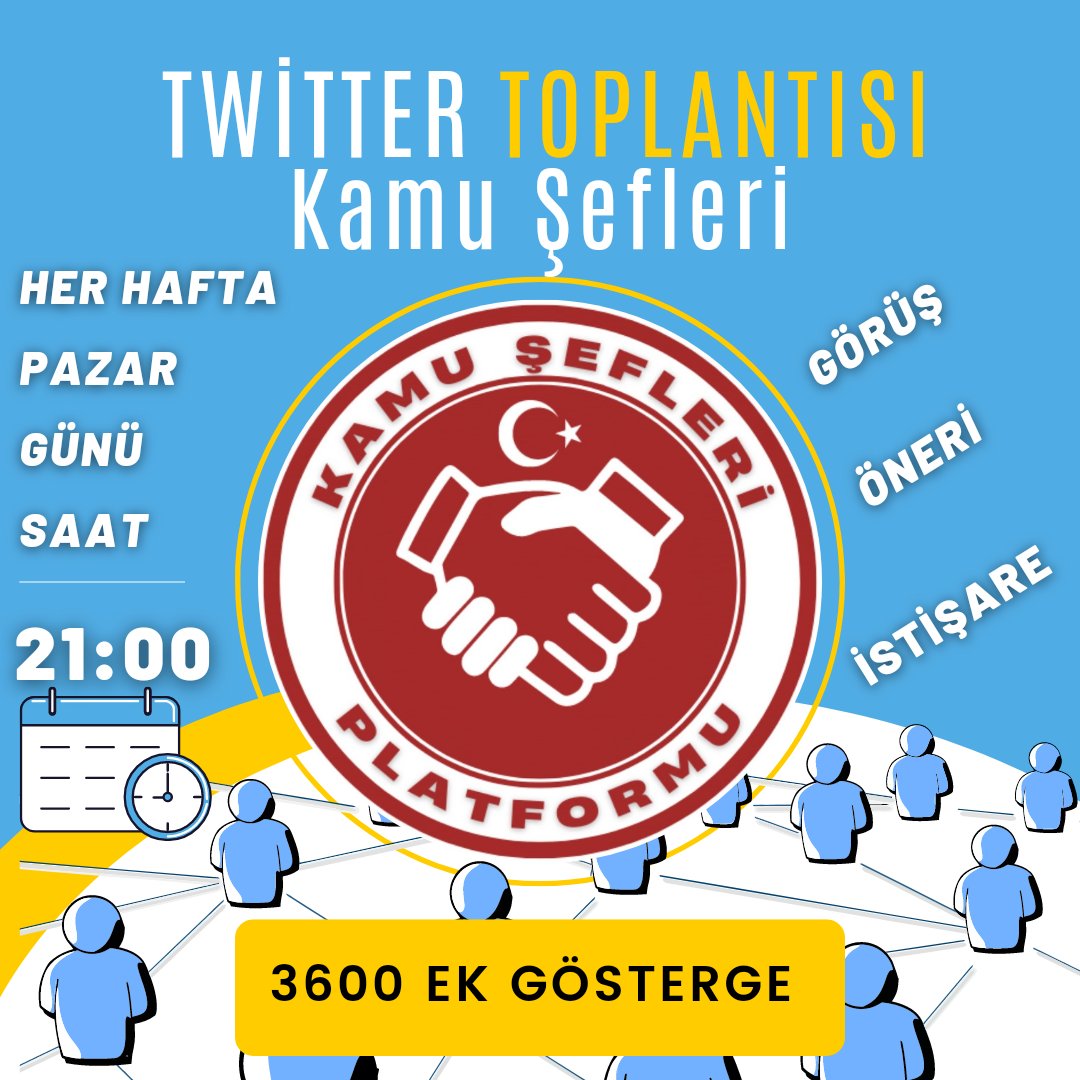 Her Hafta Pazar Günü
🇹🇷 #KamuŞefleri 🇹🇷 Saat 21.00'de Görüş, Öneri ve İstişarelerde Bulunmak Üzere Twitter'da Buluşuyor. Haydi Şefim Sende Katıl Gücümüze Güç Kat.