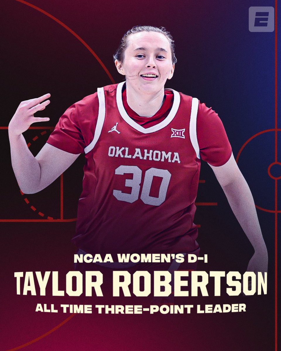 HISTORY‼️

<a href="/T_Rob30/">T-Rob</a> breaks the women's D1 NCAA record with 498 career 3-pointers 👏

 #ThatsaW | <a href="/OU_WBBall/">Oklahoma Basketball</a>