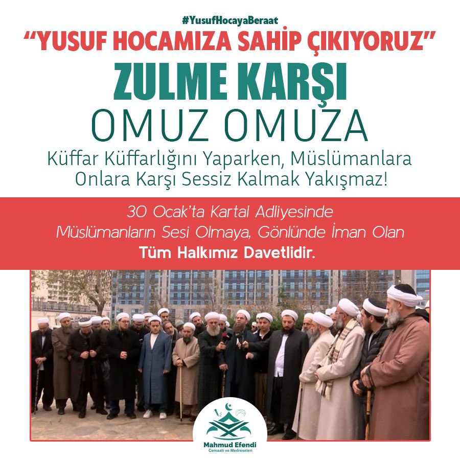 “Yusuf Hocamıza Sahip Çıkıyoruz” Zulme Karşı Omuz Omuza Duruyoruz!

Küffar Küffarlığını Yaparken, Müslümanlara Onlara Karşı Sessiz Kalmak Yakışmaz!

30 Ocak’ta Kartal Adliyesinde Müslümanların Sesi Olmaya, Gönlünde İman Olan Tüm Halkımız Davetlidir.

#YusufHocayaBeraat