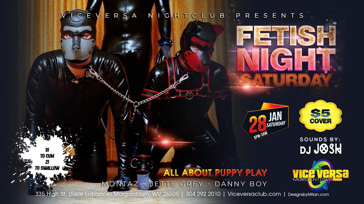 Fetish Night is back <a href="/ViceVersaWV/">Vice Versa</a> Jan 28th. Super excited to have Mr MLA 2023 <a href="/Danbear412/">Danbear412</a> as one of our entertainers.    <a href="/montazmorgan/">Montaz Hazelton</a> <a href="/JetteGrey/">Jette Grey</a> puppy pit ready for frolicking.