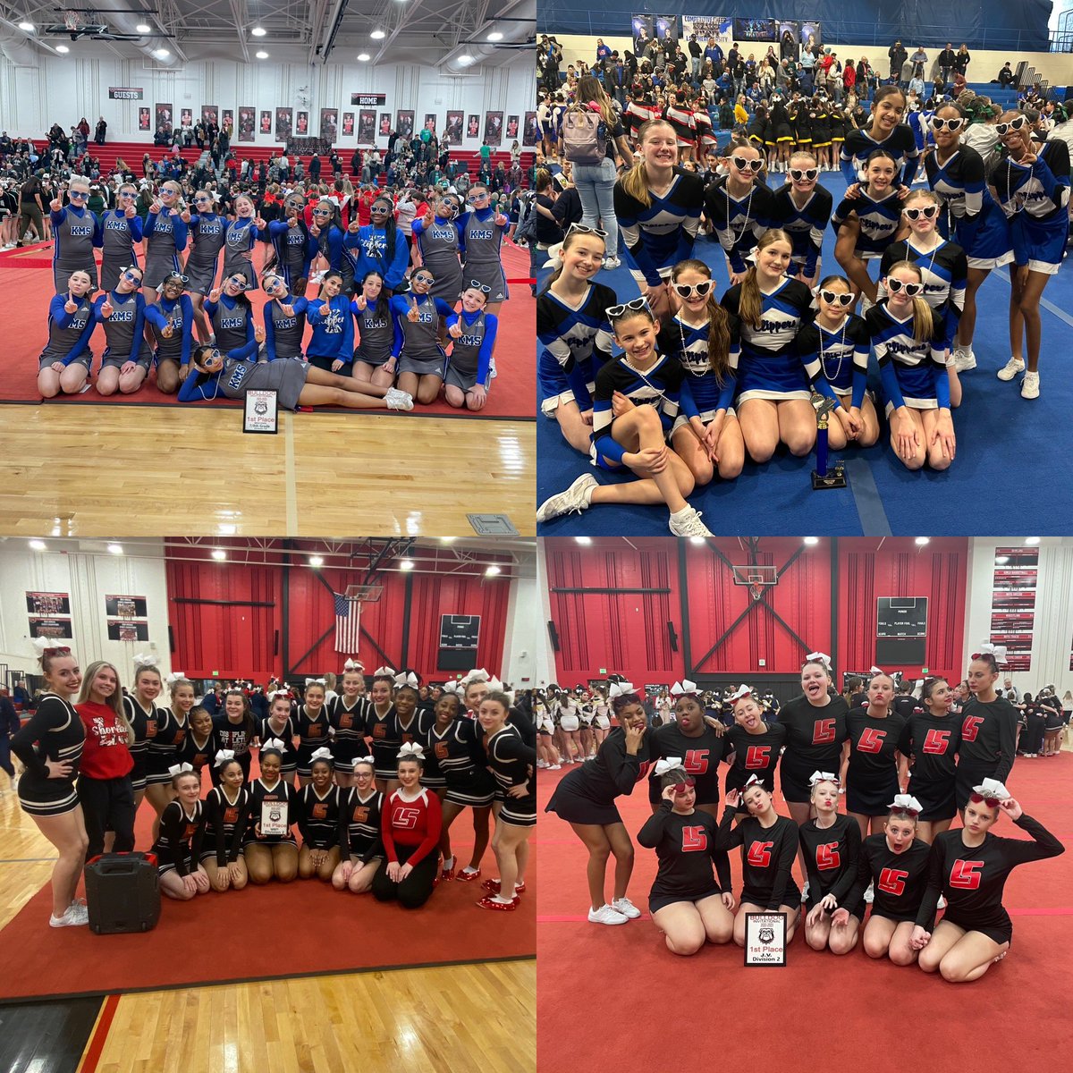 First place finishes for all four cheer teams today! 🎉#mylsps