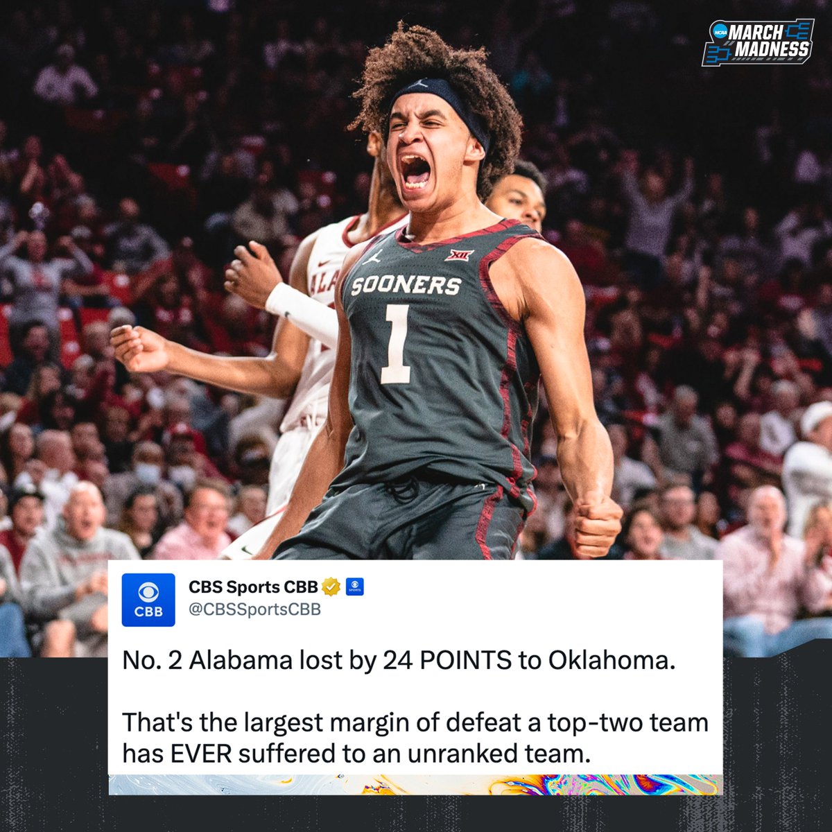 Statement made, <a href="/OU_MBBall/">Oklahoma Basketball</a>. 💪

(h/t <a href="/CBSSportsCBB/">CBS Sports College Basketball 🏀</a>)