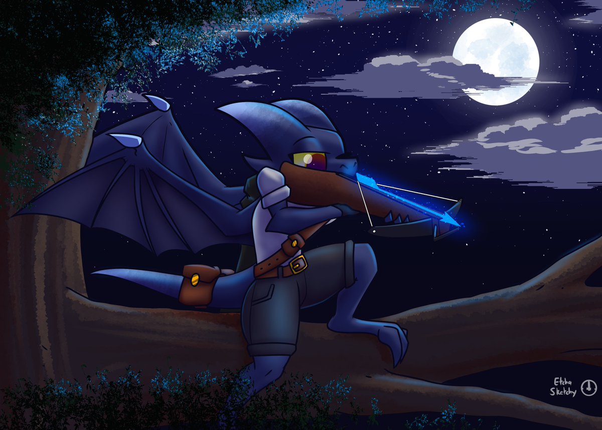 Etchasketchyart's tweet image. A cool commission for @StraidTheKobold, getting ready for the perfect shot!