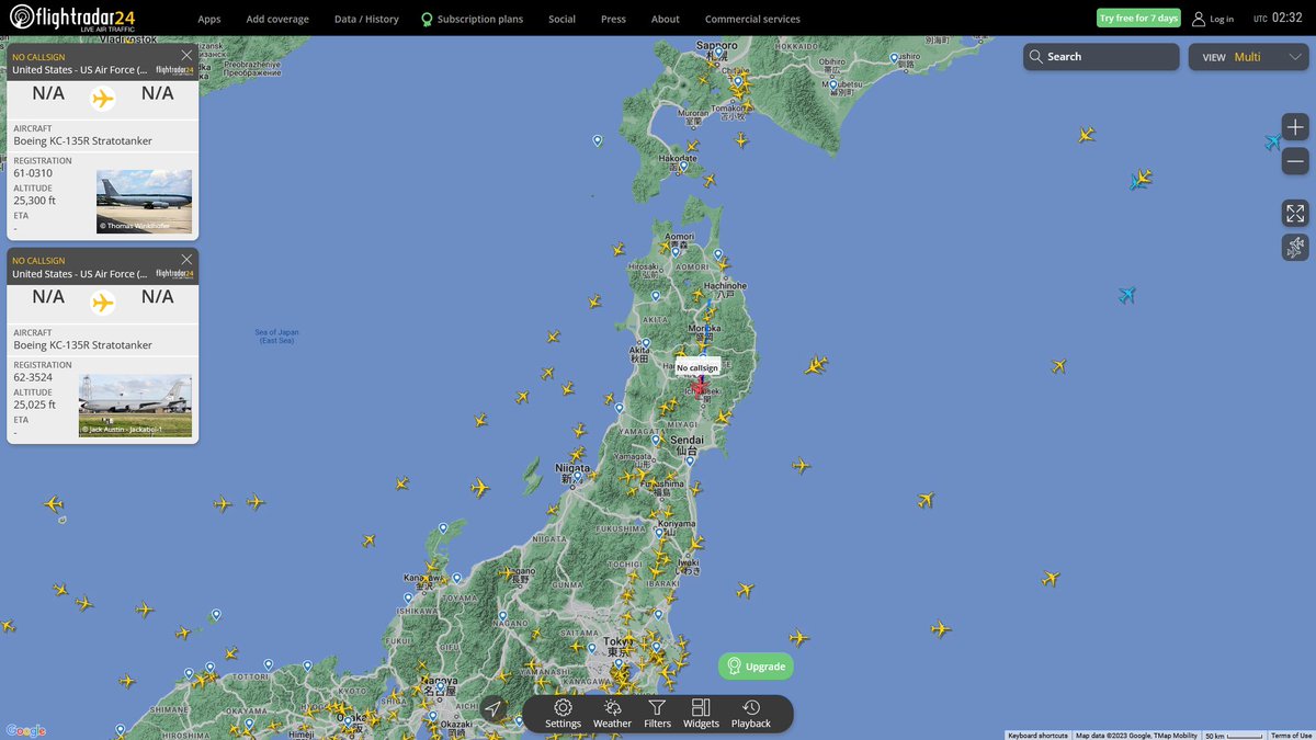 AIYeyENGDdJkjTr's tweet photo. Jan. 29, 2023
#Misawa Air Base

#NoCALLSIGN #AE04CE USAF KC-135R Stratotanker
#NoCALLSIGN #AE0261 USAF KC-135R Stratotanker https://t.co/aHNKElPSHS