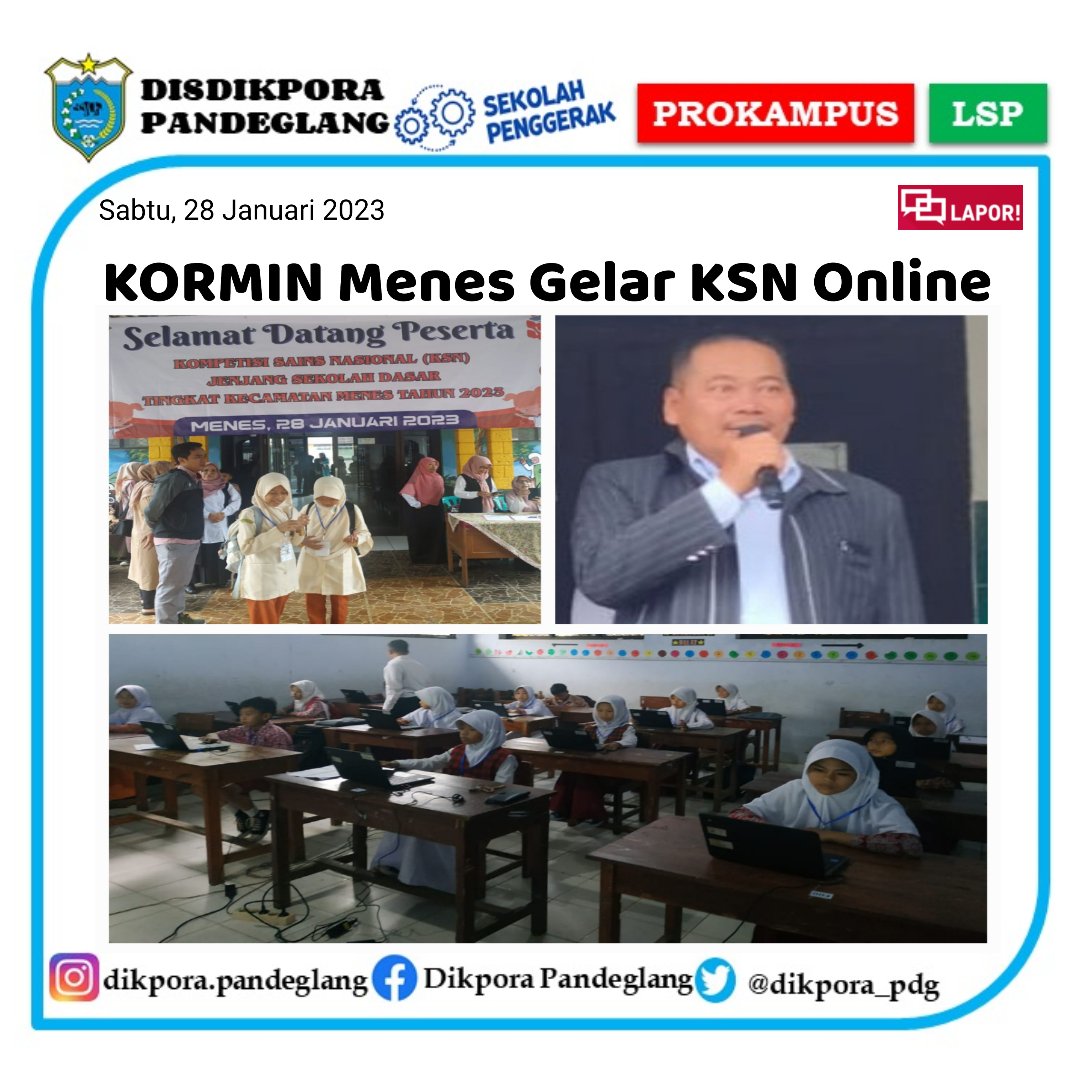 dikpora_pdg's tweet photo. Menjelang masa purna yang tersisa 5 bulan lagi, KORMIN Menes, Dadang Efendi menjadwalkan kegiatan lomba-lomba setiap hari sabtu. Di antaranya Kompetisi Sains Nasional Tingkat Kecamatan Menes yang baru digelar pada sabtu kemarin.
KSN Online ini dapat meningkatkan literasi digital. https://t.co/SE5IdEpVvm