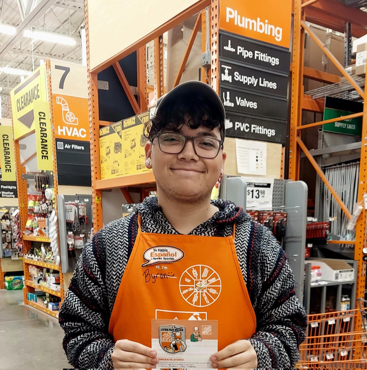 MaryKPerryman1's tweet photo. Cashier Byron Paz-Torres showing off his Homer for all is amazing hard work. Thank you for all you do!
#dreamteam2217 https://t.co/KyxOuaUhlb