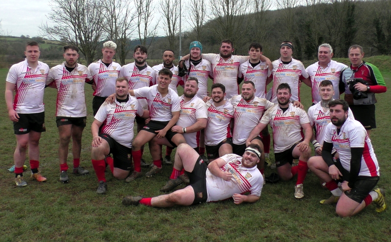 The Crusaders looking happy after their 54 - 5 victory at Wadebridge Camels Reserves.