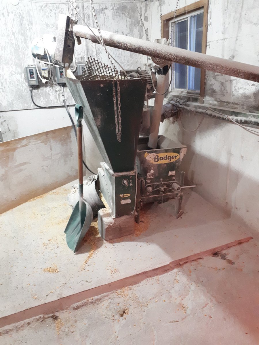 Looking for ideas for the roller mill. The gearbox to run the old unload auger crapped out, having a time getting it fixed. Shovel is the current solution #oldequipment