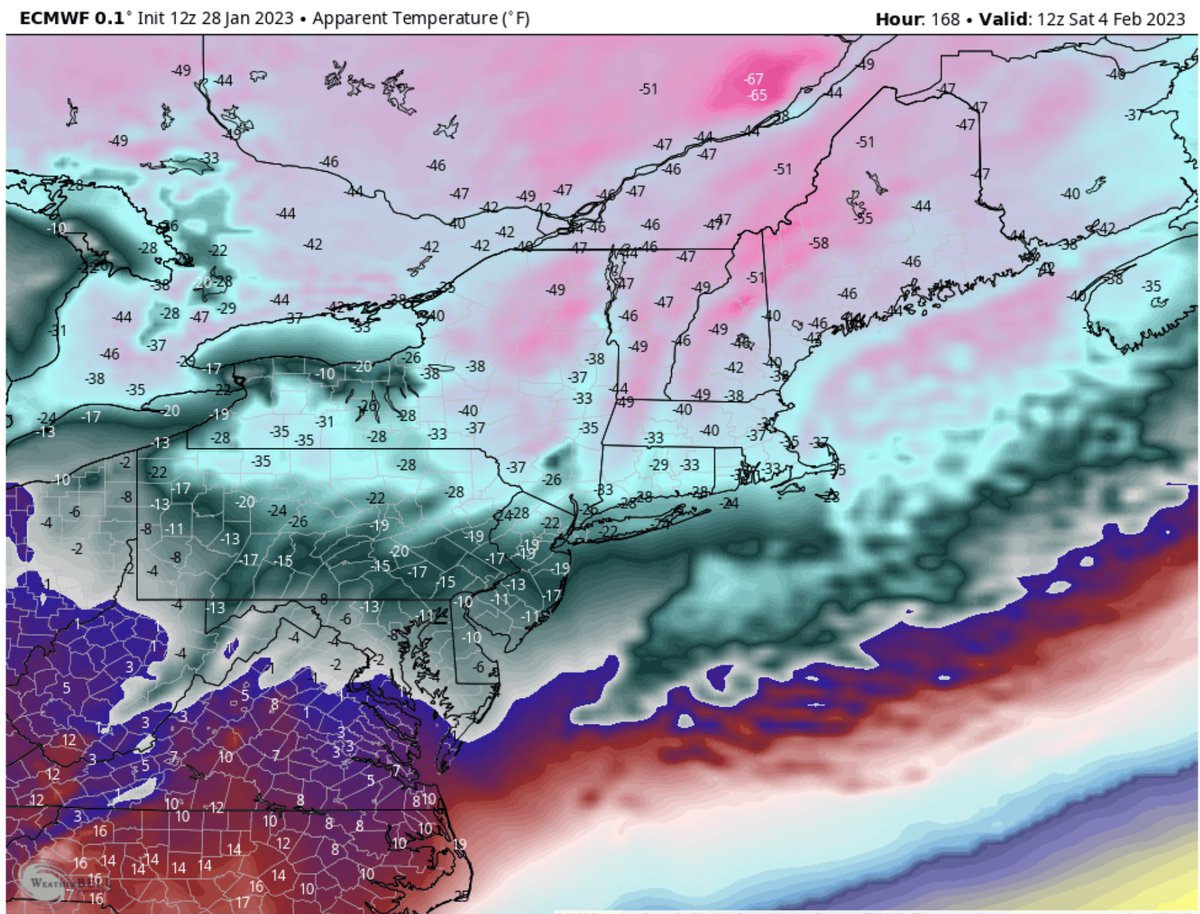 DaveCurren's tweet photo. PUNISHING COLD 🥶
Possible windchills next weekend look..... invigorating
(This will evolve &amp; probably won't be this bad but guidance is hinting at something) https://t.co/tGILytsSHY