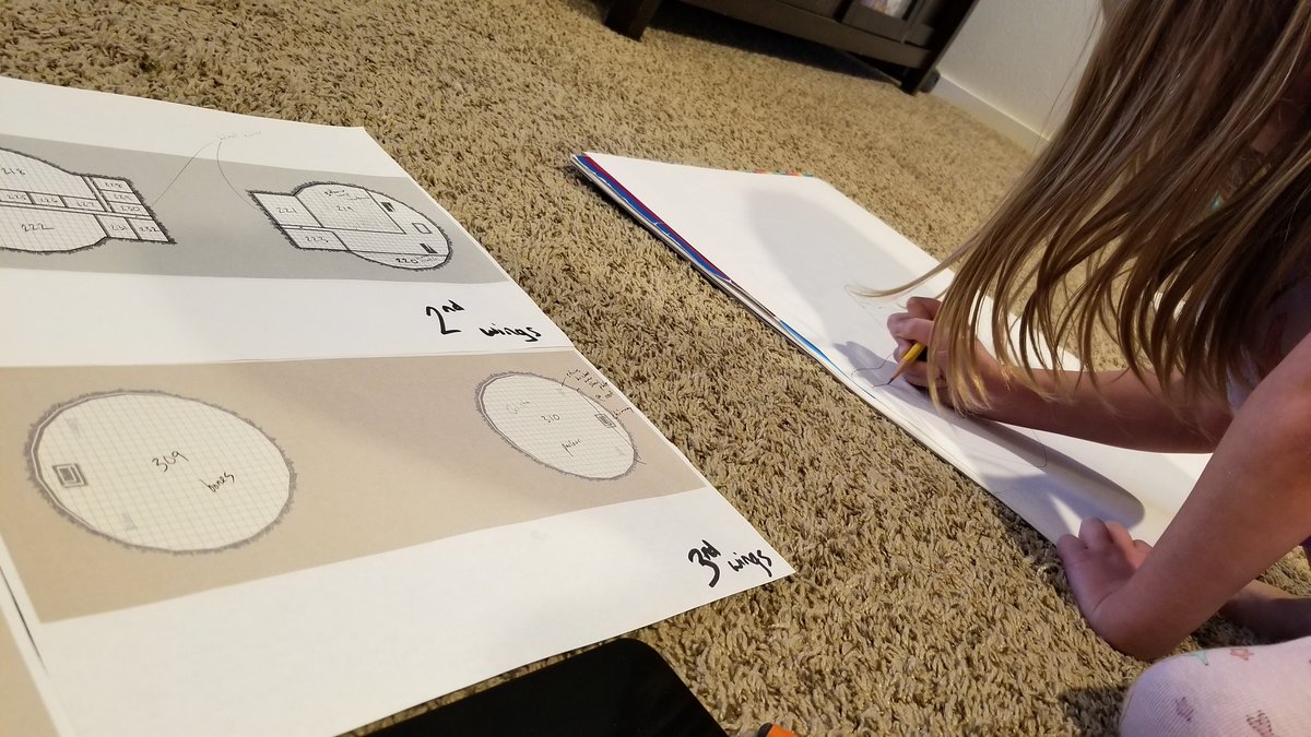 Working on a castle for tonight's #dnd session. My 6YO girl asked if she could draw a dungeon, too. All is right in the world.