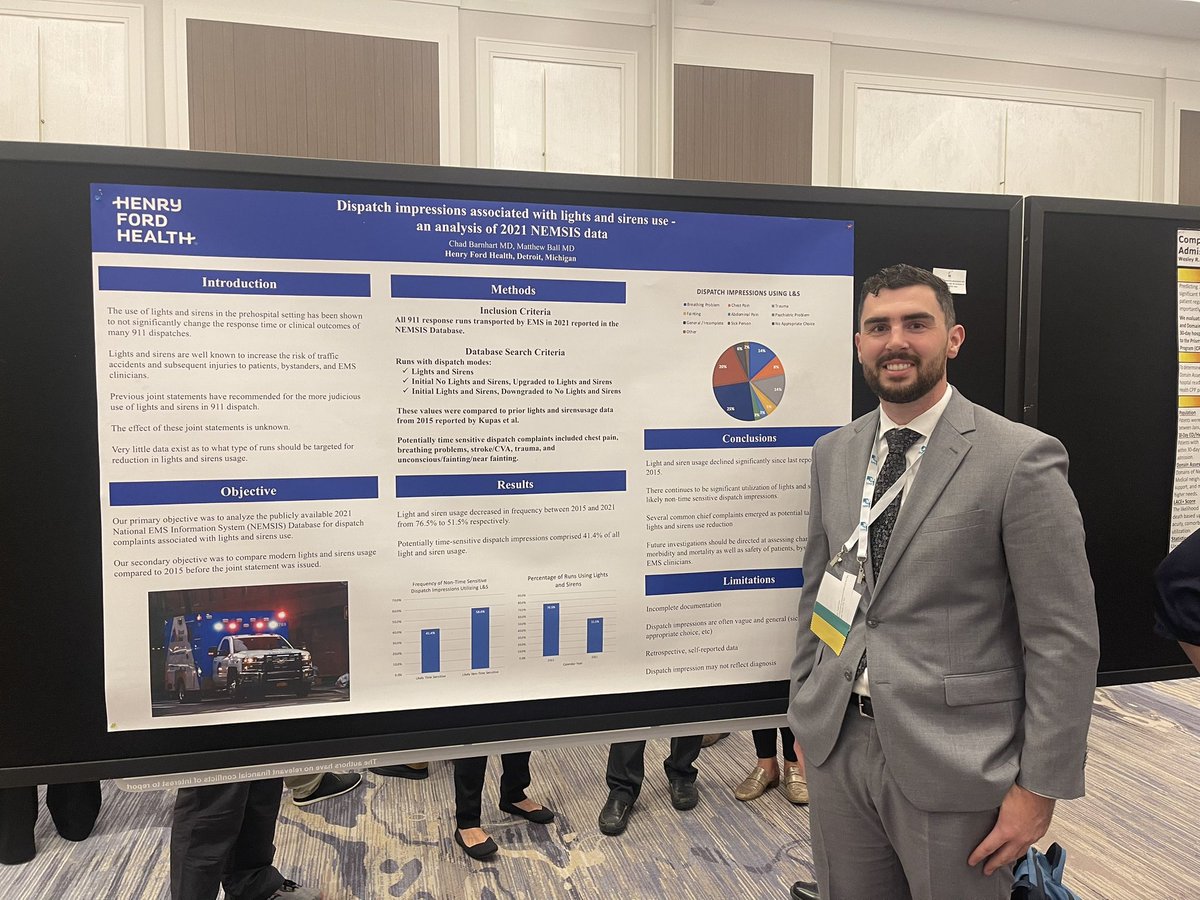 Just got back from #NAEMSP2023 and had the honor of presenting at the poster session. Phenomenal weekend meeting with EMS leaders from around the nation. Excited for future conferences! @NAEMSP #EMS #emergencymedicine