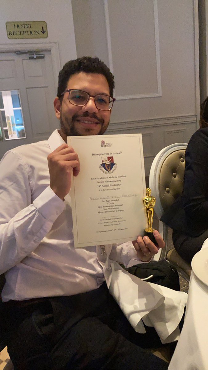 TissueEngDublin's tweet photo. Congratulations to @fcisco_almeida for being awarded 3rd prize in the Mature Research Category of Biomaterial Research at @bini_irl 2023! https://t.co/t2FX3cvBnw