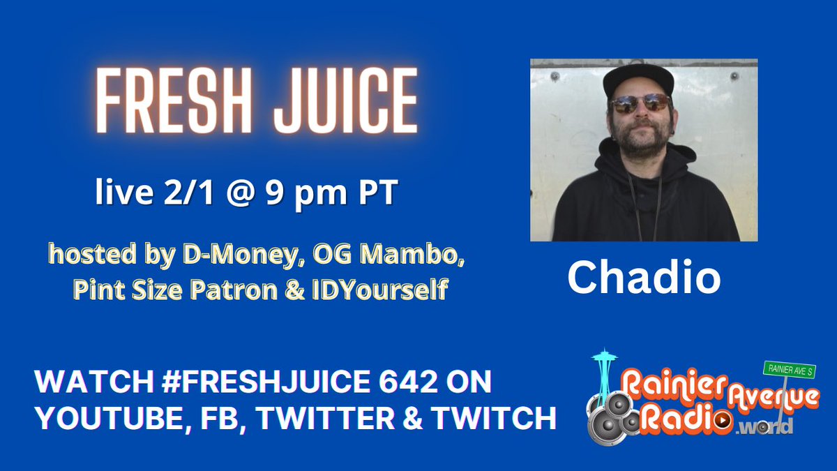 FreshJuiceMedia's tweet photo. Connecting with Canadian emcee @chadiotreetrunk of @HandSoloRecords for our first show of February..
Link to watch in bio
#chadio #handsolorecords #cousinoflucy #nowivesclub https://t.co/sT2Zayjata