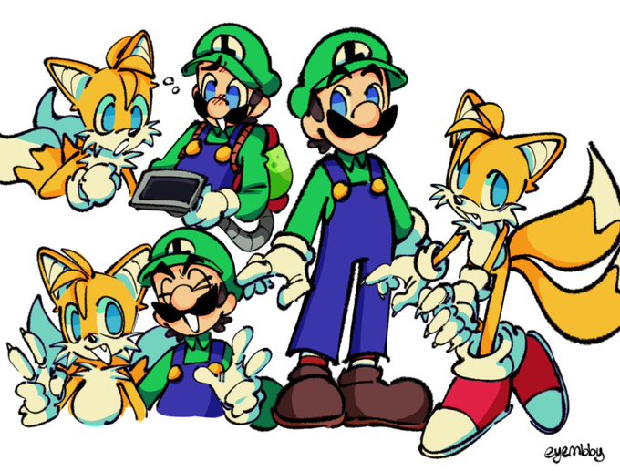 little bros !! #tails #Luigi 