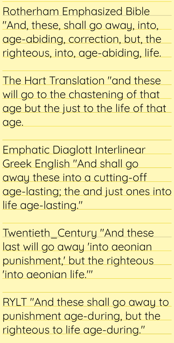 miketdale's tweet photo. @dearlyseye Hell is an age lasting correction. This is what the Bible said for 100's of years until Latin
The Greek word is aionion & means ‘of the age’, αἰών (age) + ιον (pertaining to). Punishment is kolasin &means chastisement to correct
There are tons of Bibles that get this right https://t.co/UEkcALPkrF