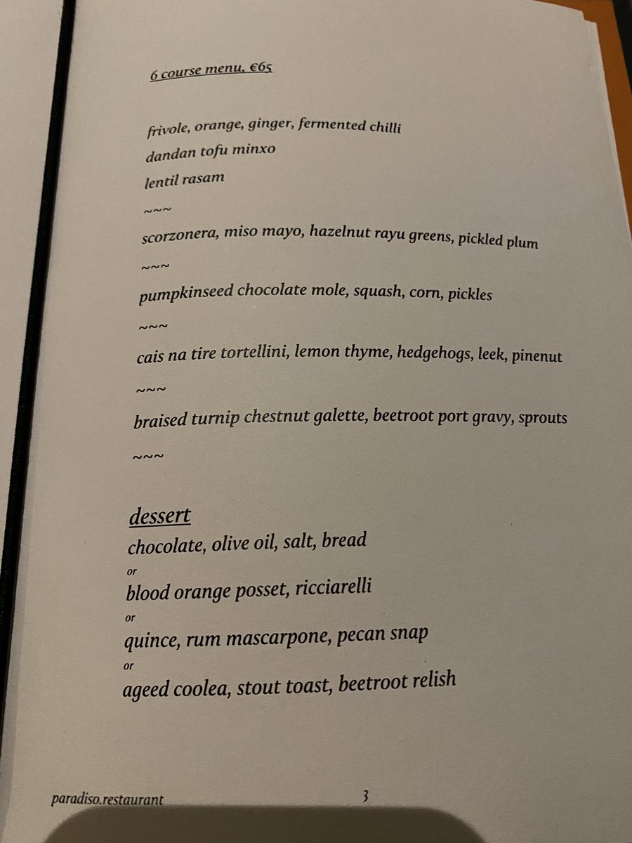 <a href="/jozeemac/">Joe McNamee</a> review of <a href="/paradisocork/">Paradiso</a> shining a spotlight on consistent excellence since the last century. Memorable meal this week of 6-course tasting menu.