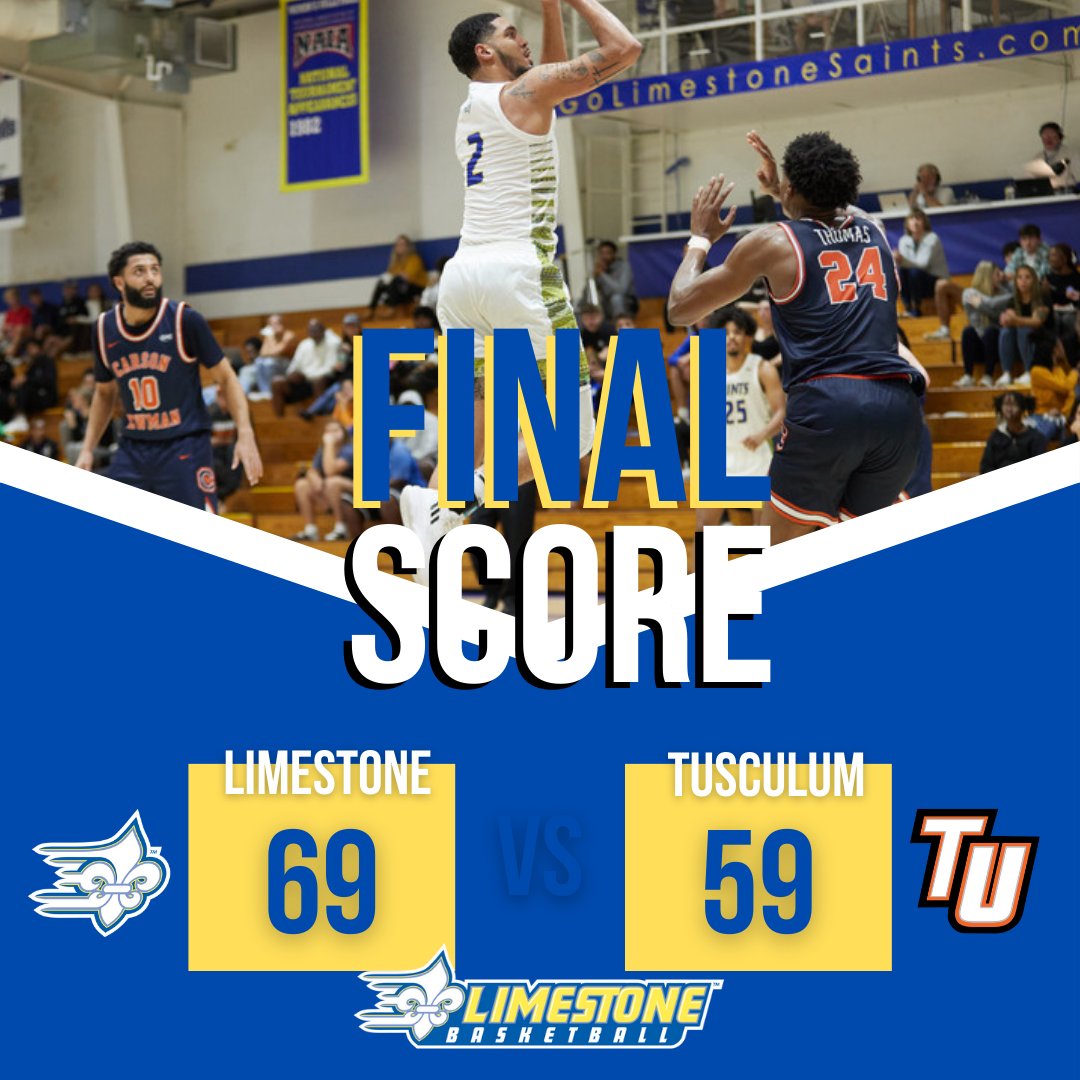 <a href="/Saints_Hoops/">Limestone MBB</a> used a pressing defense and hot three-point shooting to pick up a crucial road win at Tusculum on Saturday afternoon inside Pioneer Arena. Limestone knocked down 12-of-20 shots from distance while holding the Pioneers to just 59 points. 

#limestONEnation