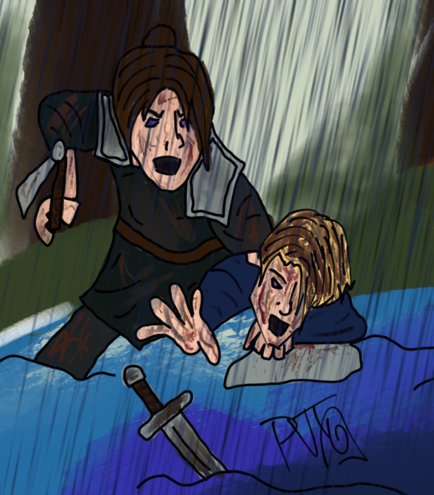 PvtSnail's tweet photo. Ser Raelle and Ser Scylla duking it out over a small tiny political miscommunication about where exactly the northern lands Queen Alder wanted Raelle’s army to attack https://t.co/oqcjEDqcbl