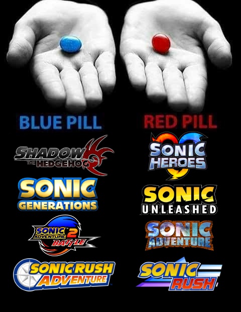 DTBROS_YT's tweet photo. Blue Pill or Red Pill: Sonic edition https://t.co/2FaRqxjWV4
